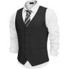 imageCOOFANDY Mens Linen Vest Casual Business Suit Vests Slim Fit Formal Dress WaistcoatBlack