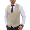 imageCOOFANDY Mens Suit Vests Business Casual Vest Lightweight Formal Dress Vest Slim Fit Waistcoat For Suits TuxedoBeige