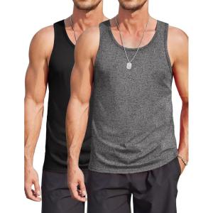 imageCOOFANDY Mens Cotton Tank Tops Summer Beach Sleeveless Muscle Shirts Gym Workout Running Tank Shirt PackBlackdark Grey