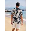 imageCOOFANDY Mens Casual Henley Shirt Band Collar Short Sleeve Shirt Summer Beach Hippie ShirtAbstract Camouflage  Dark Blue Orange Apricot