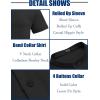 imageCOOFANDY Mens Casual Henley Shirt Band Collar Short Sleeve Shirt Summer Beach Hippie ShirtBlack