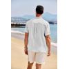 imageCOOFANDY Mens Casual Henley Shirt Band Collar Short Sleeve Shirt Summer Beach Hippie ShirtBlack Stripes on White