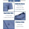 imageCOOFANDY Mens Casual Henley Shirt Band Collar Short Sleeve Shirt Summer Beach Hippie ShirtDark Blue