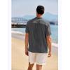 imageCOOFANDY Mens Casual Henley Shirt Band Collar Short Sleeve Shirt Summer Beach Hippie ShirtDark Gray