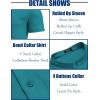 imageCOOFANDY Mens Casual Henley Shirt Band Collar Short Sleeve Shirt Summer Beach Hippie ShirtDark Peacock Blue