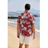 imageCOOFANDY Mens Casual Henley Shirt Band Collar Short Sleeve Shirt Summer Beach Hippie ShirtFlower Leaves  Red Blue Apricot