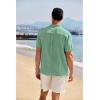 imageCOOFANDY Mens Casual Henley Shirt Band Collar Short Sleeve Shirt Summer Beach Hippie ShirtIce Green