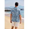 imageCOOFANDY Mens Casual Henley Shirt Band Collar Short Sleeve Shirt Summer Beach Hippie ShirtLight Blue Flower