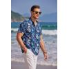 imageCOOFANDY Mens Casual Henley Shirt Band Collar Short Sleeve Shirt Summer Beach Hippie ShirtLight Blue Hawaiian Flower