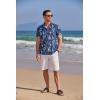 imageCOOFANDY Mens Casual Henley Shirt Band Collar Short Sleeve Shirt Summer Beach Hippie ShirtLight Blue Hawaiian Flower