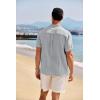 imageCOOFANDY Mens Casual Henley Shirt Band Collar Short Sleeve Shirt Summer Beach Hippie ShirtLight Grey