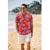 imageCOOFANDY Mens Casual Henley Shirt Band Collar Short Sleeve Shirt Summer Beach Hippie ShirtNational Flag Fireworks  Red White Blue