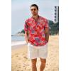 imageCOOFANDY Mens Casual Henley Shirt Band Collar Short Sleeve Shirt Summer Beach Hippie ShirtNational Flag Fireworks  Red White Blue