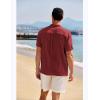 imageCOOFANDY Mens Casual Henley Shirt Band Collar Short Sleeve Shirt Summer Beach Hippie ShirtWine Red