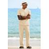 imageCOOFANDY Mens 2 Pieces Cotton Linen Sets Short Sleeve Casual Henley Shirt Summer Beach Pants Lounge Vacation Outfits SetBeige