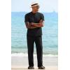 imageCOOFANDY Mens 2 Pieces Cotton Linen Sets Short Sleeve Casual Henley Shirt Summer Beach Pants Lounge Vacation Outfits SetBlack