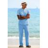 imageCOOFANDY Mens 2 Pieces Cotton Linen Sets Short Sleeve Casual Henley Shirt Summer Beach Pants Lounge Vacation Outfits SetLight Blue