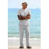 imageCOOFANDY Mens 2 Pieces Cotton Linen Sets Short Sleeve Casual Henley Shirt Summer Beach Pants Lounge Vacation Outfits SetLight Grey