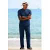 imageCOOFANDY Mens 2 Pieces Cotton Linen Sets Short Sleeve Casual Henley Shirt Summer Beach Pants Lounge Vacation Outfits SetNavy Blue