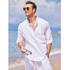 imageCOOFANDY Mens Cotton Linen Henley TShirts Long Sleeve Hippie Casual Beach TShirts01white