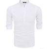 imageCOOFANDY Mens Cotton Linen Henley TShirts Long Sleeve Hippie Casual Beach TShirts01white