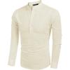 imageCOOFANDY Mens Cotton Linen Henley TShirts Long Sleeve Hippie Casual Beach TShirtsBeige