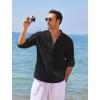 imageCOOFANDY Mens Cotton Linen Henley TShirts Long Sleeve Hippie Casual Beach TShirtsBlack