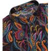 imageCOOFANDY Mens Cotton Linen Henley TShirts Long Sleeve Hippie Casual Beach TShirtsBlack Paisley