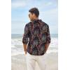imageCOOFANDY Mens Cotton Linen Henley TShirts Long Sleeve Hippie Casual Beach TShirtsBlack Paisley