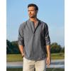 imageCOOFANDY Mens Cotton Linen Henley TShirts Long Sleeve Hippie Casual Beach TShirtsBlack Striped