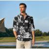 imageCOOFANDY Mens Cotton Linen Henley TShirts Long Sleeve Hippie Casual Beach TShirtsBlack Tiedye