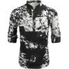 imageCOOFANDY Mens Cotton Linen Henley TShirts Long Sleeve Hippie Casual Beach TShirtsBlack Tiedye