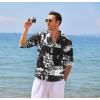 imageCOOFANDY Mens Cotton Linen Henley TShirts Long Sleeve Hippie Casual Beach TShirtsBlack Tiedye
