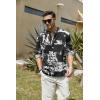 imageCOOFANDY Mens Cotton Linen Henley TShirts Long Sleeve Hippie Casual Beach TShirtsBlack Tiedye