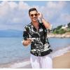 imageCOOFANDY Mens Cotton Linen Henley TShirts Long Sleeve Hippie Casual Beach TShirtsBlack Tiedye