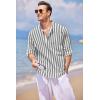 imageCOOFANDY Mens Cotton Linen Henley TShirts Long Sleeve Hippie Casual Beach TShirtsBlack White Striped