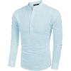 imageCOOFANDY Mens Cotton Linen Henley TShirts Long Sleeve Hippie Casual Beach TShirtsBlue