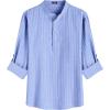 imageCOOFANDY Mens Cotton Linen Henley TShirts Long Sleeve Hippie Casual Beach TShirtsBlue Striped
