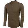 imageCOOFANDY Mens Cotton Linen Henley TShirts Long Sleeve Hippie Casual Beach TShirtsBrown