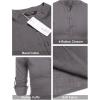 imageCOOFANDY Mens Cotton Linen Henley TShirts Long Sleeve Hippie Casual Beach TShirtsDark Gray