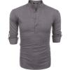 imageCOOFANDY Mens Cotton Linen Henley TShirts Long Sleeve Hippie Casual Beach TShirtsDark Gray