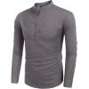 imageCOOFANDY Mens Cotton Linen Henley TShirts Long Sleeve Hippie Casual Beach TShirtsDark Gray