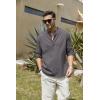 imageCOOFANDY Mens Cotton Linen Henley TShirts Long Sleeve Hippie Casual Beach TShirtsDark Gray