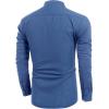 imageCOOFANDY Mens Cotton Linen Henley TShirts Long Sleeve Hippie Casual Beach TShirtsDenim Blue
