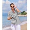 imageCOOFANDY Mens Cotton Linen Henley TShirts Long Sleeve Hippie Casual Beach TShirtsGray