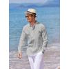 imageCOOFANDY Mens Cotton Linen Henley TShirts Long Sleeve Hippie Casual Beach TShirtsGray