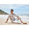 imageCOOFANDY Mens Cotton Linen Henley TShirts Long Sleeve Hippie Casual Beach TShirtsKhaki Floral