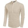 imageCOOFANDY Mens Cotton Linen Henley TShirts Long Sleeve Hippie Casual Beach TShirtsLight Khaki