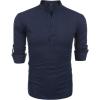 imageCOOFANDY Mens Cotton Linen Henley TShirts Long Sleeve Hippie Casual Beach TShirtsNavy Blue