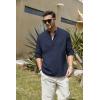 imageCOOFANDY Mens Cotton Linen Henley TShirts Long Sleeve Hippie Casual Beach TShirtsNavy Blue